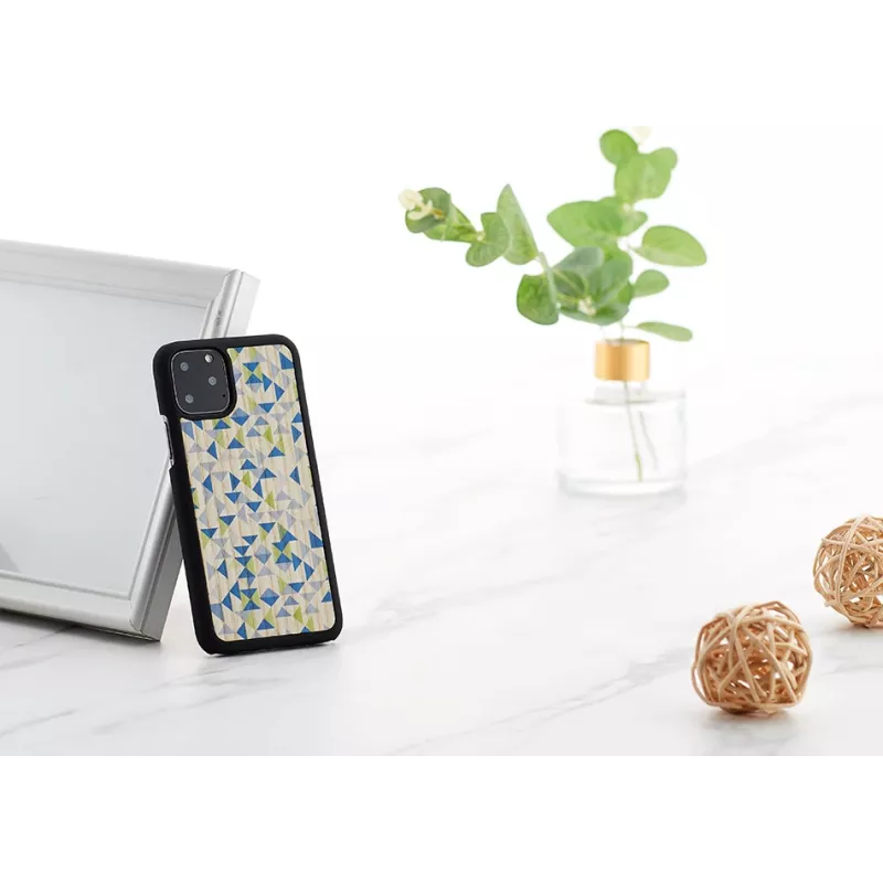 Custodia per smartphone man and wood per iPhone 11 Pro – triangolo blu su nero, guscio rigido protettivo