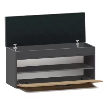 Scarpiera chiusa Top e Shop PARMA — antracite e rovere, truciolare, 1000×490×350 mm
