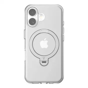 Custodia Torras Ostand Spin per iPhone 16 Plus, guscio protettivo trasparente