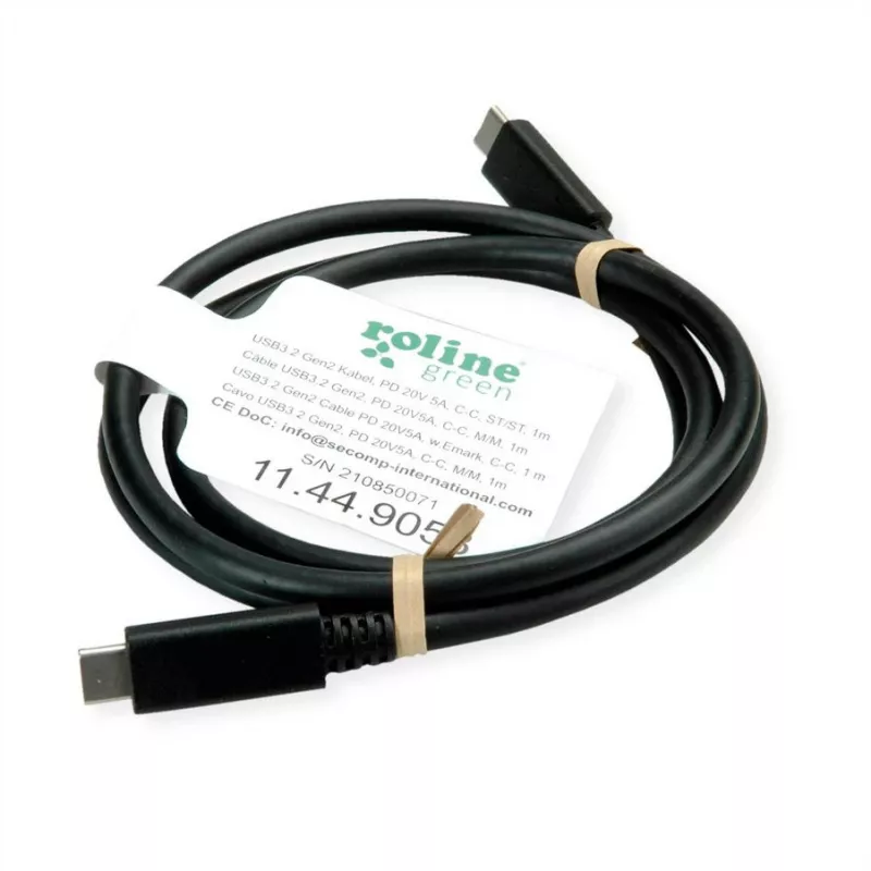 Cavo ROLINE USB3.2Gen2 PD 20V5A Type-C-C ST/ST 0,5 m - cavo - digitale/dati - 0,5 m (11.99.9057)