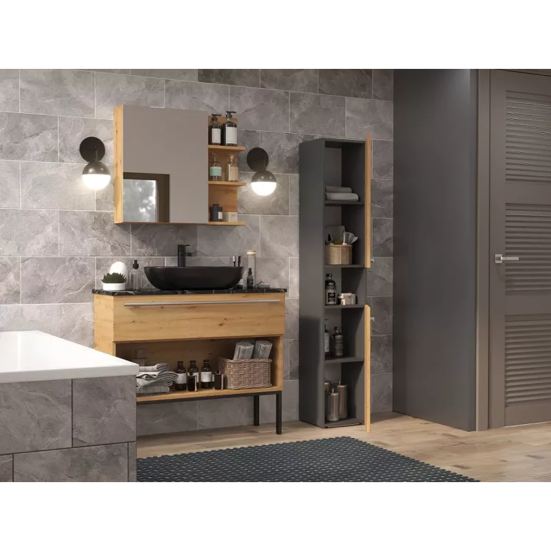 Topeshop NEL I ANT/ART mobile bagno grafite, rovere