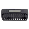 Caricabatterie everActive NC-1200 – caricabatterie universale a 12 vani per AA/AAA, ingresso 12 V, nero