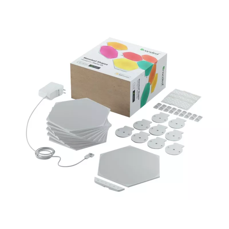 Nanoleaf Shapes Hexagons Smarter Kit, pannelli luminosi LED, 9 pezzi, bianco