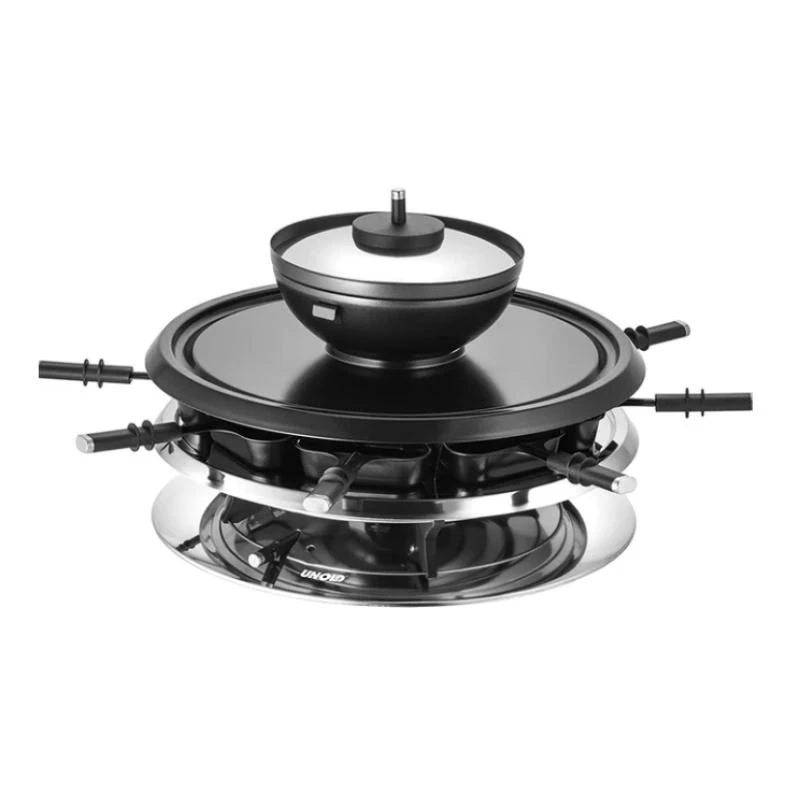 Unold 48726 Raclette-Grill per 8 persone 1300 W Nero, Acciaio inox