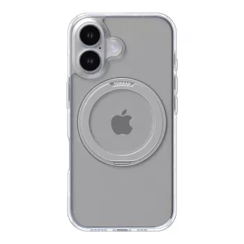 Custodia protettiva per smartphone Torras Ostand Pro per iPhone 16, trasparente, vestibilità sottile, supporta la ricarica wireless