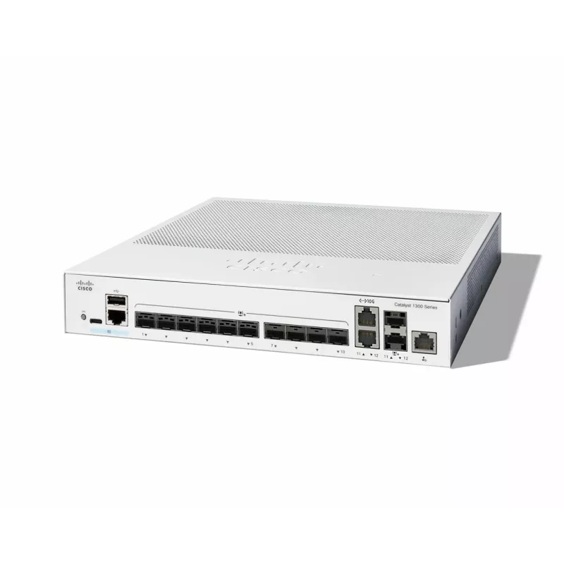Switch di rete Cisco Catalyst C1300-12XS managed L2/L3, 12 x 10Gb SFP+, 240 Gbit/s, 16k MAC, montaggio a rack, grigio