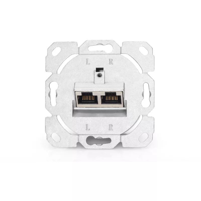 Presa di rete Digitus DN-9007-1 CAT 6A Classe EA, 2x RJ45, schermata, da incasso, bianca