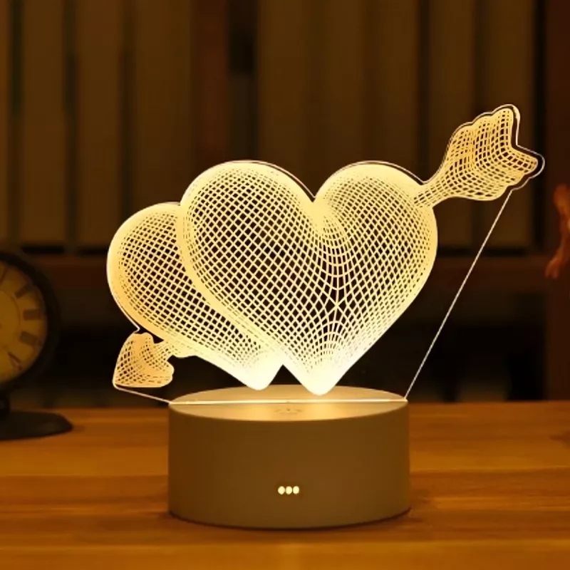 Lampada da notte Extralink HOME illusione ottica 3D 'Pierced Hearts' lampada da comodino USB