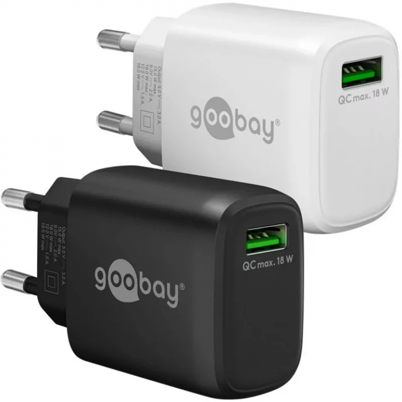 Caricabatterie rapido USB-A QC (18 W) (nero)