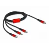 Cavo di ricarica USB DeLOCK 3 in 1 USB Type-C a 3 x USB Type-C 1 m nero/rosso