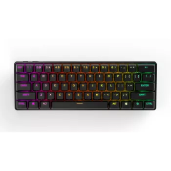 Tastiera gaming meccanica STEELSERIES Apex Pro Mini Wireless — formato 60%, USB + RF wireless + Bluetooth, QWERTY US, nero