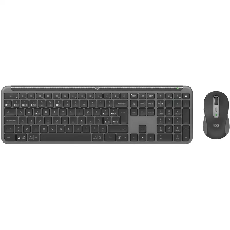 Logitech Signature Slim Combo MK950 - Set tastiera e mouse - 100% - full-size - wireless - Bluetooth 5.1 LE - QWERTY - spagnolo - grafite (920-012486)