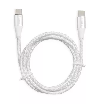 Cavo USB-C a USB-C IBOX IKUTC2W 2 m, USB 2.0, 3 A, bianco, rivestimento in tessuto intrecciato