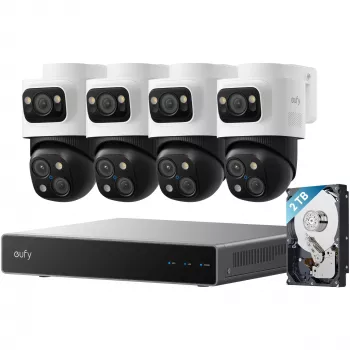 NVR registratore di sicurezza Eufy S4 Max — 8 canali, 4K (3840×2160), HDD 2 TB (fino a 16 TB), nero/grigio/bianco