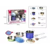 Set cucina in metallo 8 pezzi di Madej — pentole e utensili giocattolo in metallo, accessori per cucine giocattolo
