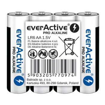 Batterie alcaline everActive LR6 AA confezione da 4 — 1,5 V, 3000 mAh, 50,5 × 14,5 mm