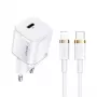 Caricabatterie da parete USAMS T36 Mini USB-C, 20 W, PD 3.0, con cavo USB-C a Lightning 1 m