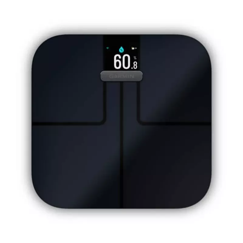 Bilancia pesapersone elettronica GARMIN Index S2 — nera, max. 181,4 kg, Wi-Fi/Bluetooth, composizione corporea