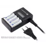 Caricabatterie everActive NC450B — caricabatterie 4 celle AAA, 110/230V AC, nero