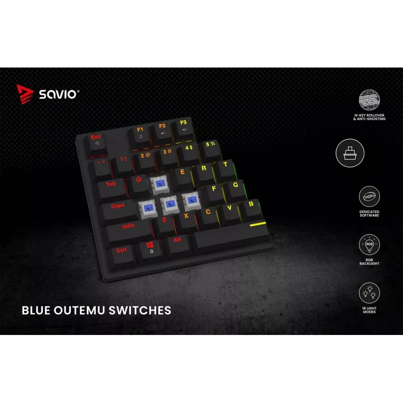 Tastiera meccanica RGB Tempest X2 Outemu Blue Savio Savgk-tempest X2 Bl