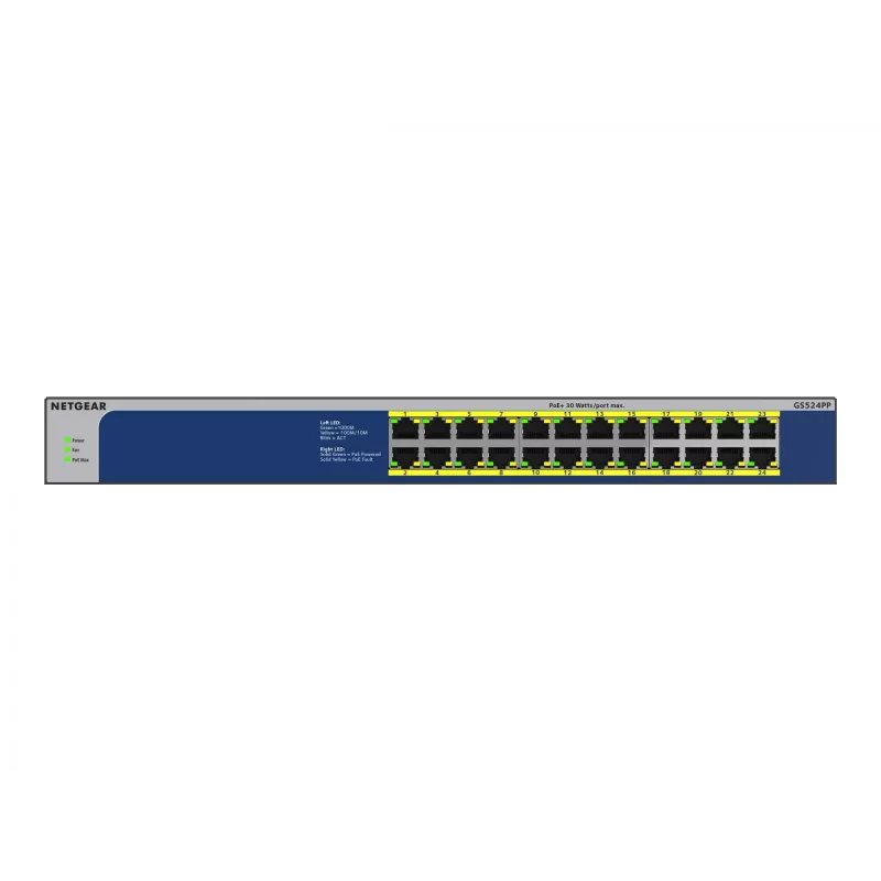 NETGEAR GS524PP Unmanaged Gigabit Ethernet (10/100/1000) Power over Ethernet (PoE) grigio