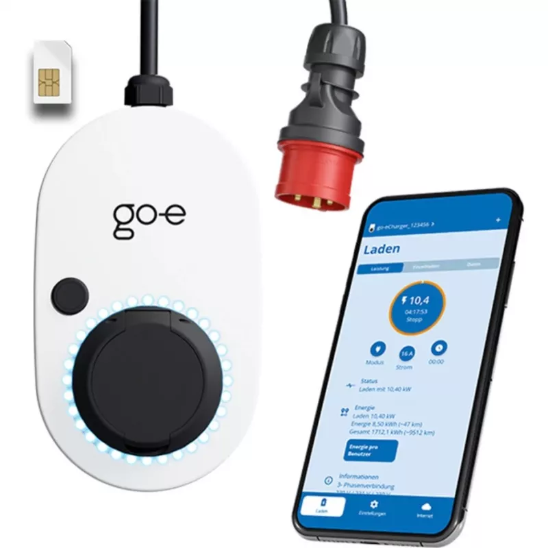 Charger Gemini flex 2.0, 22 kW (32A 3-fase), Wallbox bianco/nero, caricabatterie mobile, 4G/LTE