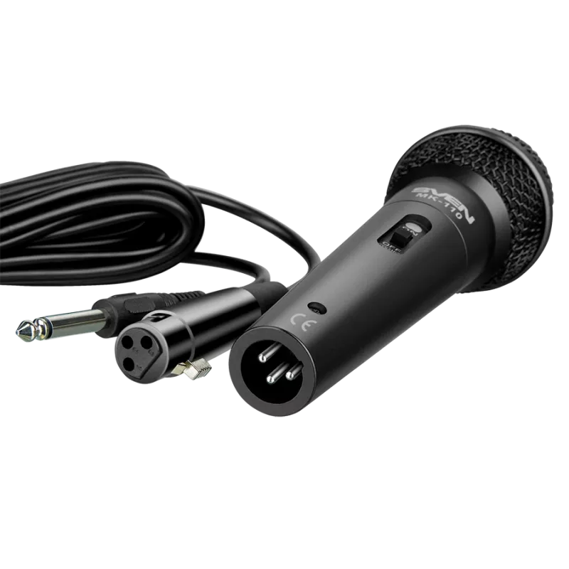 Microfono SVEN MK-110 (con cavo, dinamico, metallo, cavo 4,0 m, jack 6,3 / 3,5 mm, nero)
