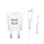Caricabatterie usams T20 2x USB 2.1A con cavo Lightning – caricabatterie da parete USB portatile