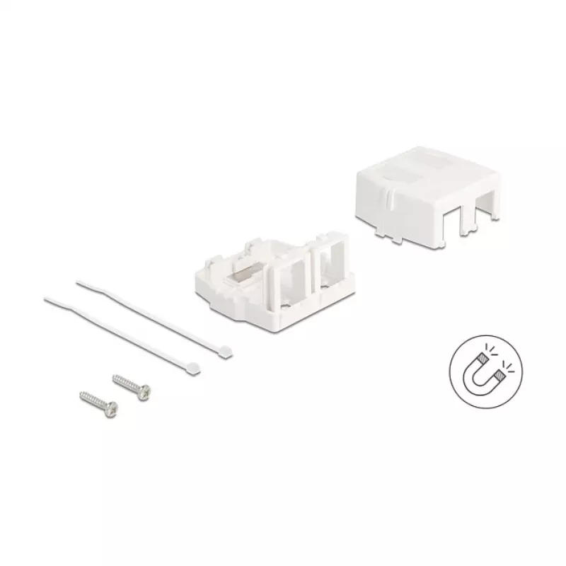 Delock 85843 Custodia Keystone vuota, 2 porte, con base magnetica, bianco