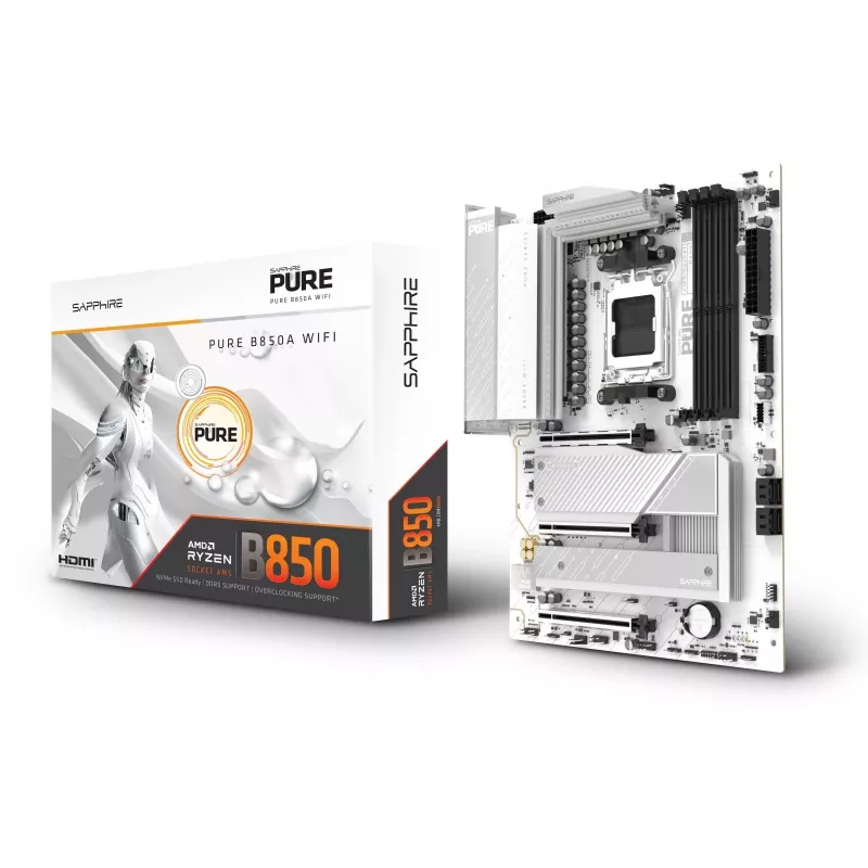 Scheda madre Sapphire PURE B850A WIFI7, AMD B850, Socket AM5, ATX, DDR5
