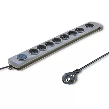 50168 protezione da sovratensione 8 uscite Schuko 230 V 3 m grigio - ciabatta con protezione da sovratensione (8 prese Schuko, tipo F, 230 V, 50 Hz - Qoltec