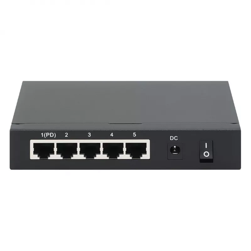 Switch Gigabit 5xPoE Passthrough, alimentato tramite PoE o AC, 68W