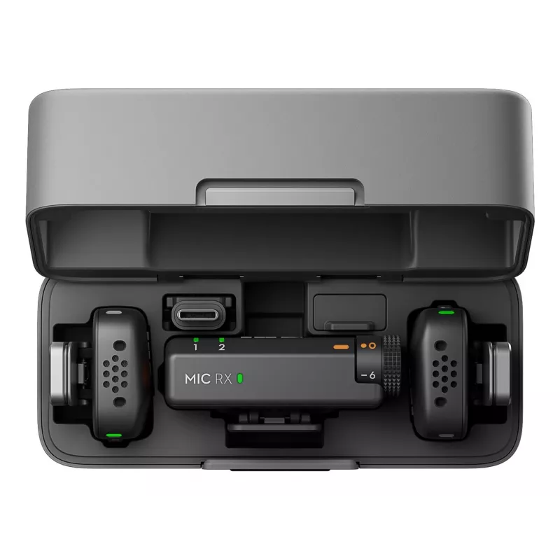 DJI Mic Mini (2 TX + 1 RX + custodia di ricarica) kit microfono wireless - grigio scuro