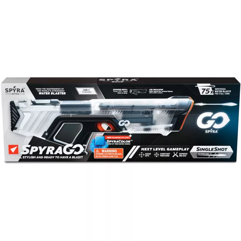 Pistola ad acqua SpyraOne SpyraGO Clear trasparente — pistola ad acqua ricaricabile compatta SPGO1T