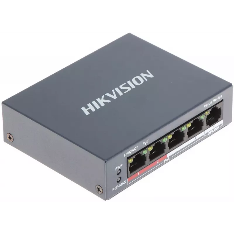 Hikvision DS-3E0105P-E/M(B) switch di rete L2 Fast Ethernet (10/100) Power over Ethernet (PoE) grigio