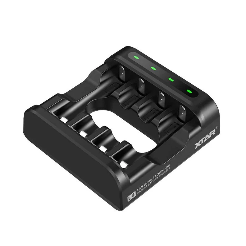 Caricabatterie XTAR 4 slot per AA/AAA (Li-Ion, NiMH) USB-C, indicatori LED, nero