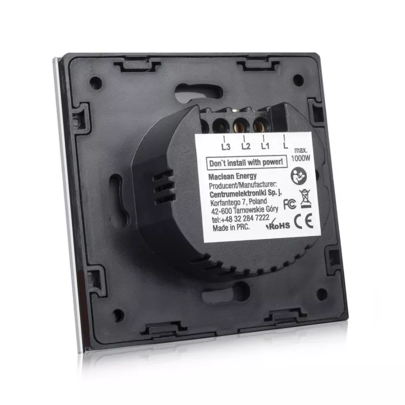 Interruttore luce touch MACLEAN MCE701W singolo in vetro bianco tasto quadrato