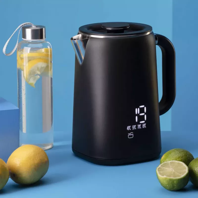 Jata JEHA1575 bollitore elettrico, 1,7 l, 1500 W, 5 impostazioni di temperatura, nero/acciaio inox