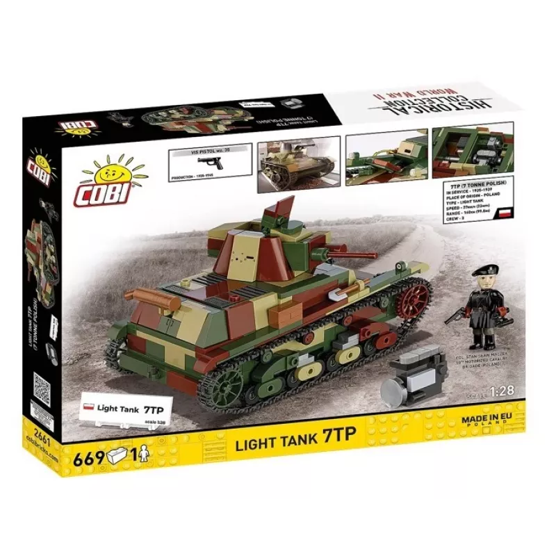 Mattoncini Cobi Carro armato leggero 7TP modello, 669 pezzi, COBI-2661