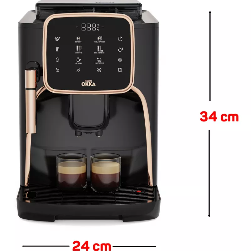 Okka Espresso Pro, macchina automatica nero/bronzo, 1450 Watt