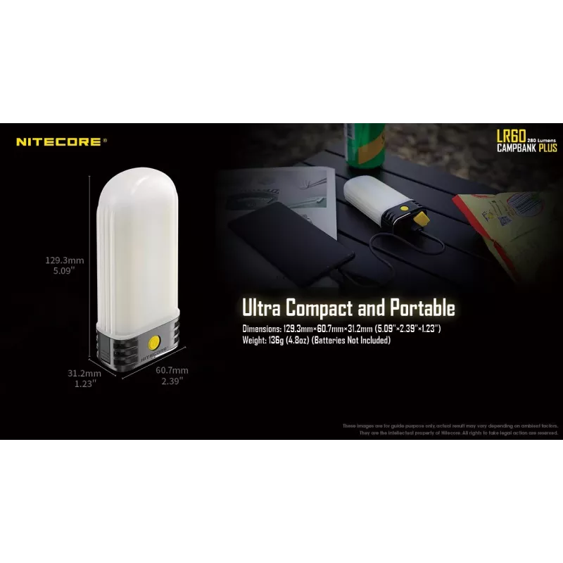 Lanterna da campeggio a batteria Nitecore LR60 280 lm USB C