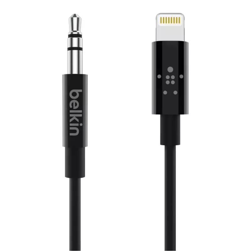 Cavo Belkin Lightning a jack cuffie - Lightning maschio a mini jack stereo maschio - 91,4 cm - nero - per Apple iPhone (Lig