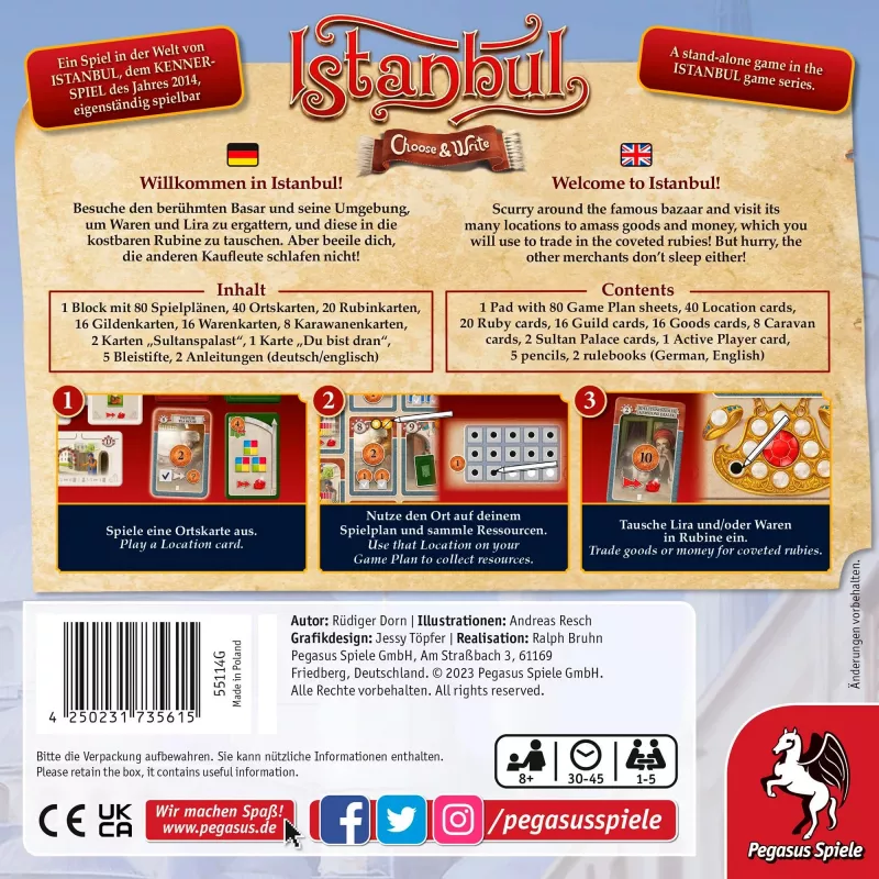 Istanbul - Choose & Write, gioco da tavolo