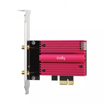 Scheda di rete WLAN Bluetooth interna Cudy WE9300S PCIe, Wi-Fi 7 (802.11be) tri-band 2.4/5/6 GHz, 5765 Mbit/s, Bluetooth 5.4, antenna esterna 2x2