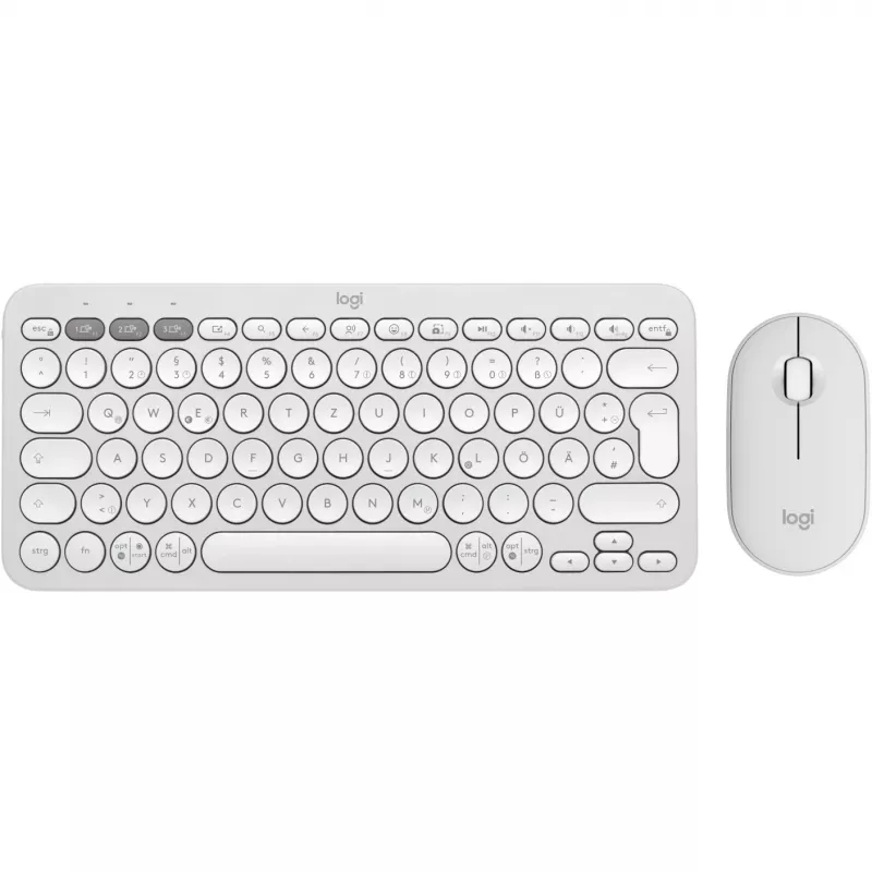 Logitech Pebble 2 Combo Set, bianco, wireless, tedesco, 920-012204