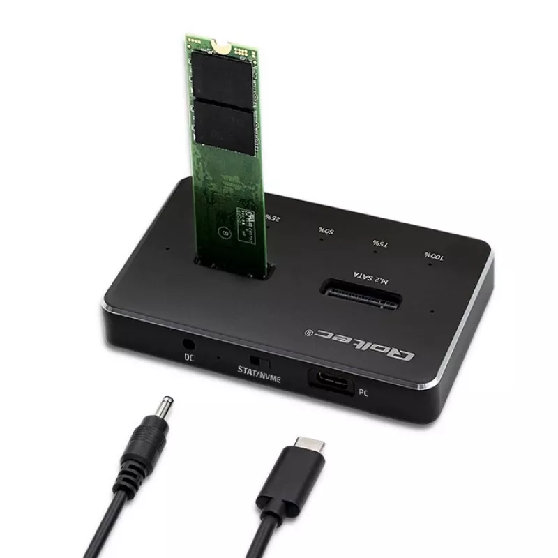Qoltec 52274 docking station per SSD M.2 | NVMe | SATA | USB-C | DUAL 2 x 2TB
