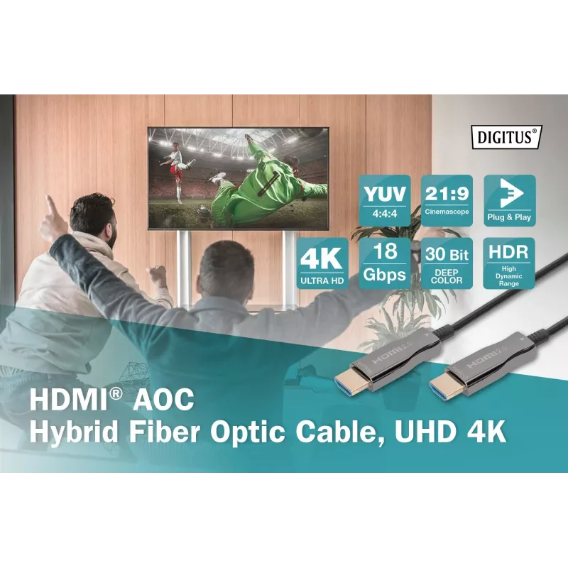Cavo in fibra ottica ibrida HDMI AOC Digitus AK-330125-200-S
