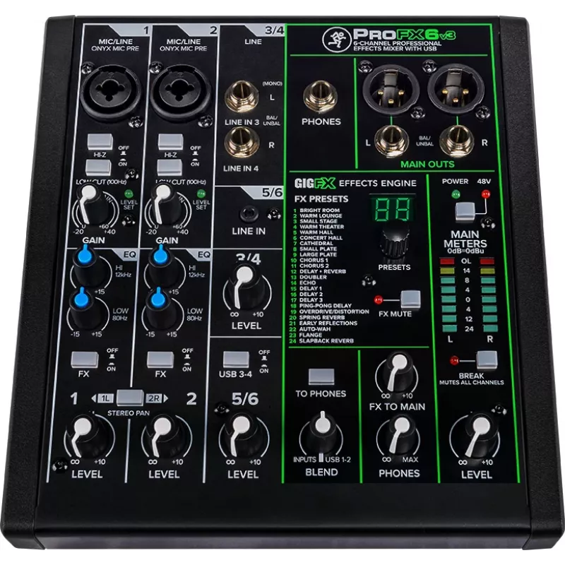 Mixer Mackie ProFX6v3 mixer analogico compatto a 6 canali con interfaccia USB