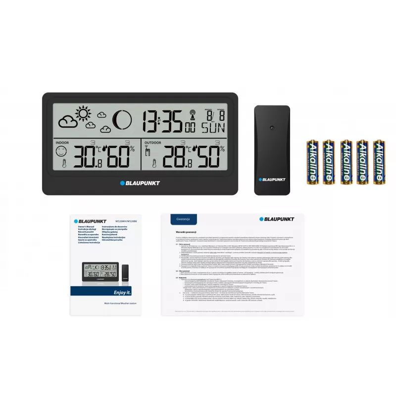 Stazione meteo BLAUPUNKT WS20BK — display per temperatura e umidità interna/esterna, nero, 1 sensore, LCD, a batteria