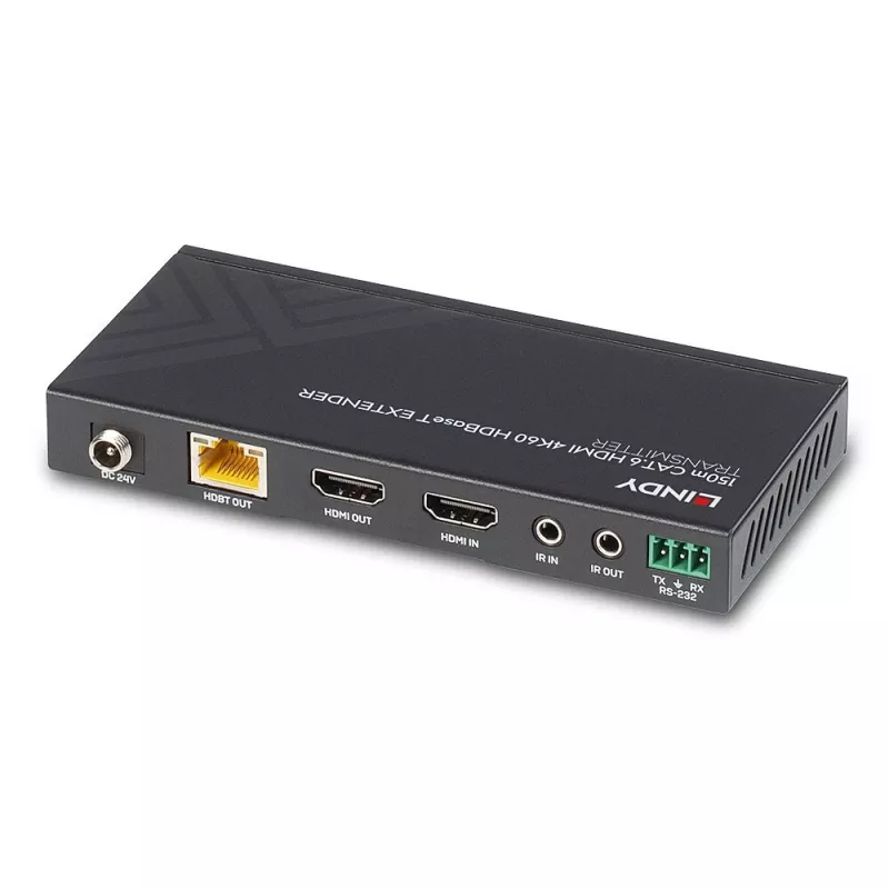 Lindy 38217 extender HDBaseT HDMI 4K60 su Cat.6 da 150 m, IR e RS-232, trasmettitore e ricevitore